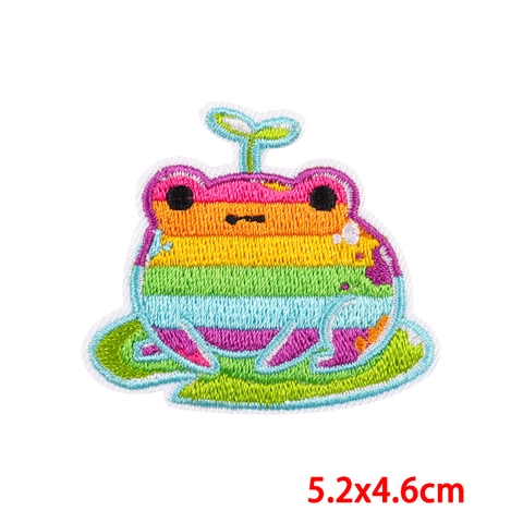 Toppa Ricamata Rana Cartone Animato Arcobaleno Cuore Fungo Modello Ricamato Termoadesivo Applicazione Per Vestiti DIY Decorazione Accessori