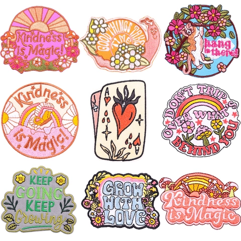 Parche Bordado de Flores y Animales de Dibujos Animados Parche para Ropa Chaqueta Bolso Sombrero Aplique Decorativo