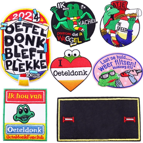 Oeteldonk Holländischer Karneval Frosch Bestickte Aufnäher Cartoon Tier Herz Aufnäher Für Bekleidung Hut Dekoration