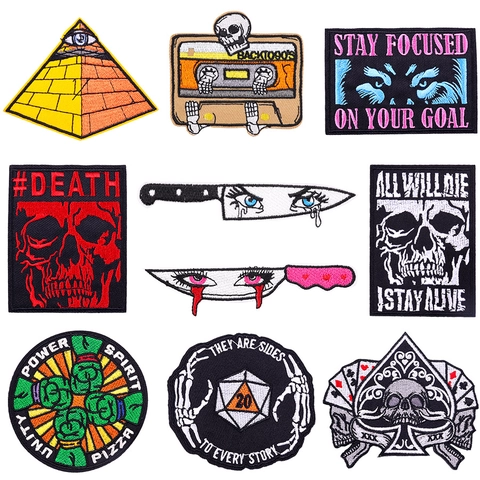 Parche Bordado Punk Calavera DIY Termoadhesivo para Coser en Ropa Chaquetas Mochilas Sombreros Estilo Gótico Vintage Insignia
