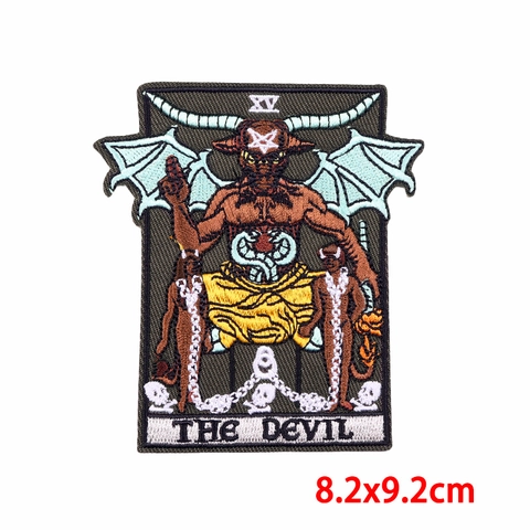 Punk Tarotkarte Stickerei Aufnäher Gothic Totenkopf Pestdoktor Bügelbilder Für Kleidung DIY Jacke Dekorative Applikation