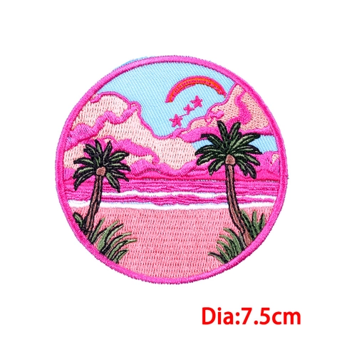 Toppe Ricamate Termoadesive Decorative Design Funghi Farfalla Sole Cuore Paesaggio per Giacche Borse Accessori Abbigliamento