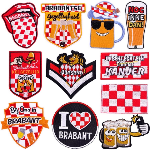 Oeteldonk Karneval Bestickt Aufnäher Brabant Kultur Bier Frosch DIY Nähen Applikationen Für Kleidung Taschen Hüte