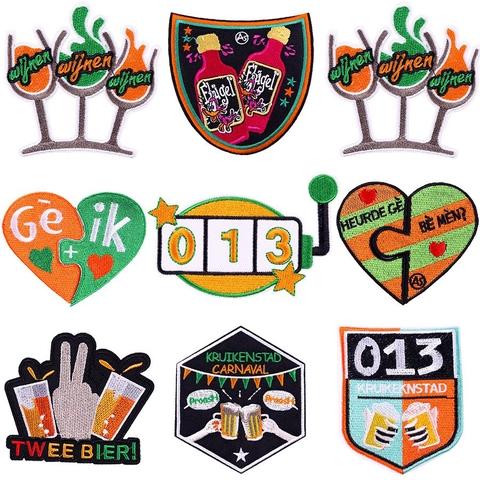 Parches Bordados Termoadhesivos Dibujos Animados Carnaval Jarra Cerveza Rana Diseño Insignias Costura Decorativas Para Ropa Bolsos