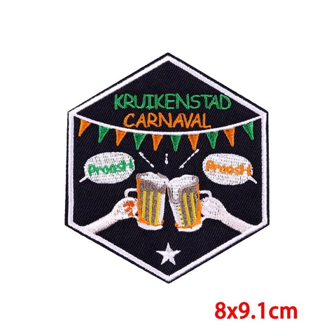 Parches Bordados Termoadhesivos Dibujos Animados Carnaval Jarra Cerveza Rana Diseño Insignias Costura Decorativas Para Ropa Bolsos