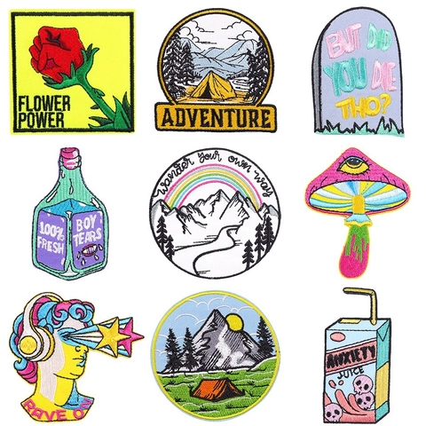 Fashion DIY Computer Borduurwerk Patch Outdoor Serie Landschap Borduurwerk Patch Kleding Tas Accessoires Patch