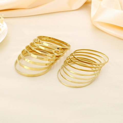 Minimalist Stainless Steel Bangle For Women Gold Silver Rose Gold Plated Plain Circle Multi Layer Stackable Commuter Fashion Jewelry