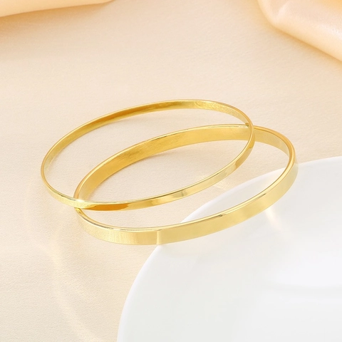 Minimalist Stainless Steel Bangle For Women Gold Silver Rose Gold Plated Plain Circle Multi Layer Stackable Commuter Fashion Jewelry