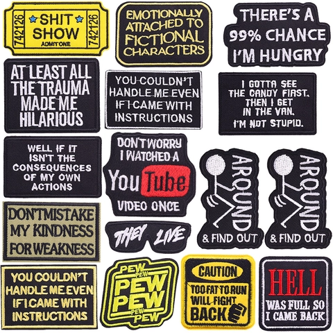 Lustige Zitat Stickerei Aufnäher Zum Aufbügeln Sarkastischer Slogan Bestickte Applikationsabzeichen Für Kleidung Rucksack DIY Dekoration