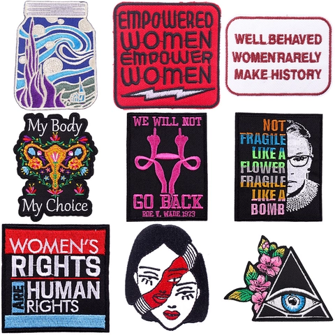 Parches Bordados con Lemas Feministas Artística Noche Estrellada Parche para Planchar Accesorios de Ropa DIY para Chaquetas Sombreros Mochilas Apliques Decorativos