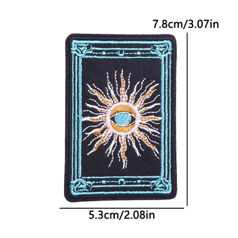 Mystisches Tarot Bestickter Aufnäher Mystische Sonne Mond Tod Aufbügler Für Kleidung Applikation Polyester DIY Abzeichen Stickerei Aufnäher