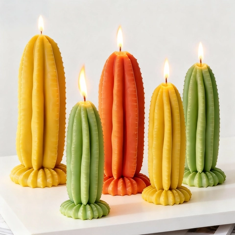 Long Strip Cactus Shaped Silicone Mold For DIY Scented Candle Making Cactus Pillar Aromatherapy Wax Mold Modern Home Decor