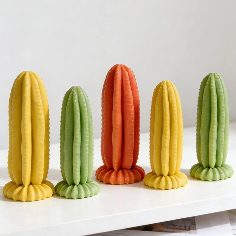 Long Strip Cactus Shaped Silicone Mold For DIY Scented Candle Making Cactus Pillar Aromatherapy Wax Mold Modern Home Decor