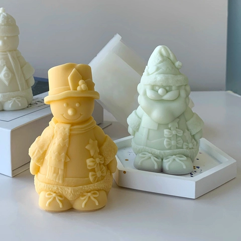 Christmas Snowman Santa Claus Silicone Mold For DIY Scented Candle Gypsum Plaster Aromatherapy Handmade Craft Home Decoration