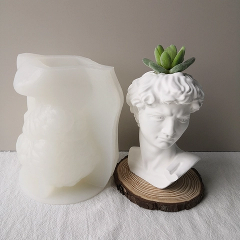 David Head Sculpture Silicone Mold For DIY Flower Pot Cement Plaster Casting Succulent Planter Home Decor Handmade Craft Mold
