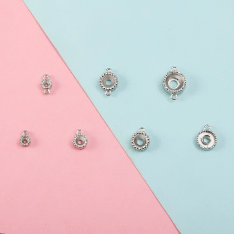 Edelstahl Geometrische Runde Anhänger Verbinder Für DIY Schmuckherstellung Findings Zeit Edelstein Tablett Basis Strass Zubehör