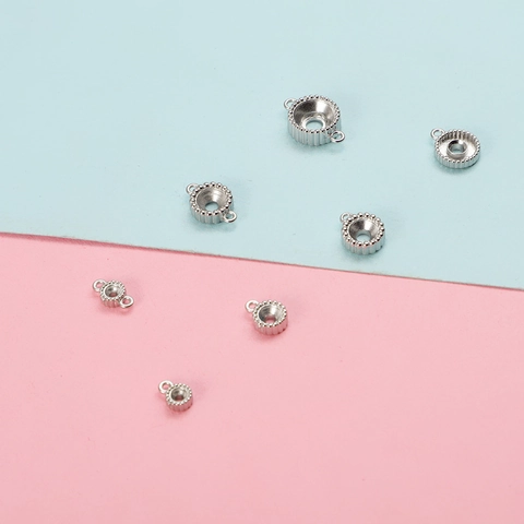 Edelstahl Geometrische Runde Anhänger Verbinder Für DIY Schmuckherstellung Findings Zeit Edelstein Tablett Basis Strass Zubehör