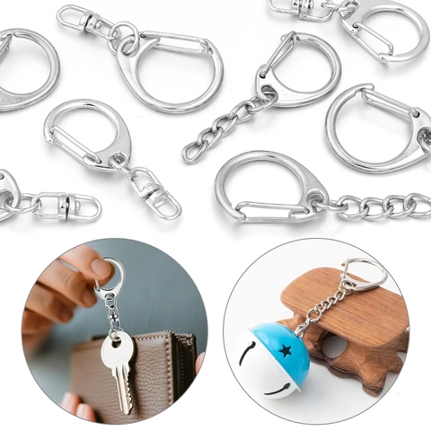Zinklegierung D-Ring Federverschluss Mit Kette Drehverschluss Für DIY Schmuck Schlüsselanhänger Herstellung Taschenzubehör