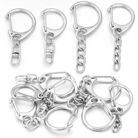 Zinklegierung D-Ring Federverschluss Mit Kette Drehverschluss Für DIY Schmuck Schlüsselanhänger Herstellung Taschenzubehör
