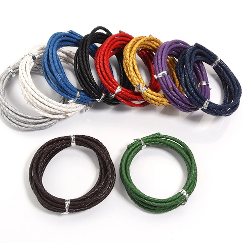 Genuine Leather Braided Cord Handmade Rope For DIY Bracelet Necklace Jewelry Making Accessories Apparel Bag Supplies