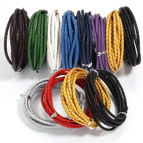 Genuine Leather Braided Cord Handmade Rope For DIY Bracelet Necklace Jewelry Making Accessories Apparel Bag Supplies