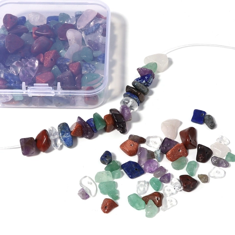 Perline di Pietra Naturale a Schegge per Kit Fai-da-te Gioielli Gemme Irregolari Miste Con Scatola Ametista Quarzo Rosa Lapislazzuli per Creazioni Artigianali