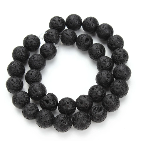 Natural Lava Stone Round Beads Natural Basalt Volcanic Rock Loose Beads For DIY Jewelry Making Bracelet Necklace Material