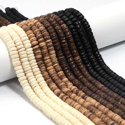 Natural Wood Abacus Beads Flat Round Loose Beads For DIY Jewelry Making Bracelet Necklace Findings Ethic Style