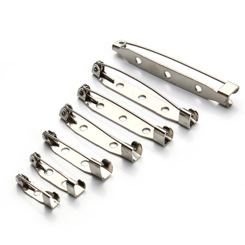 Iron Brooch Back Pin Base Safety Pins With Holes Metal Jewelry Findings For DIY Craft Clothing Accessories Multi Colors