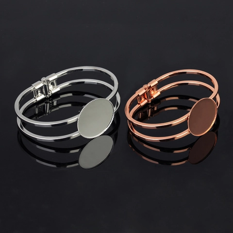 Retro Round Bezel Tray Bracelet Base For DIY Jewelry Making Accessories Copper Material Bezel Settings Bracelet Craft Supply