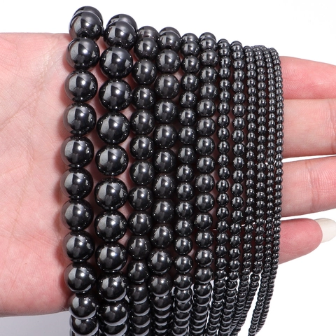 Round Hematite Loose Beads Electroplated Metallic Finish Smooth Spacer Beads For DIY Jewelry Making Bracelet Necklace Craft