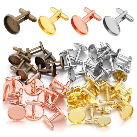 Round Copper Cufflink Tray Bases DIY Jewelry Making Blank Bezel Setting Electroplated Metal Men Wedding Accessory Parts