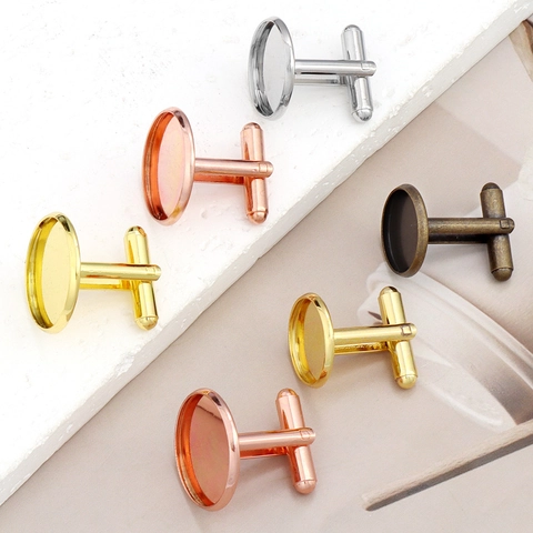Round Copper Cufflink Tray Bases DIY Jewelry Making Blank Bezel Setting Electroplated Metal Men Wedding Accessory Parts