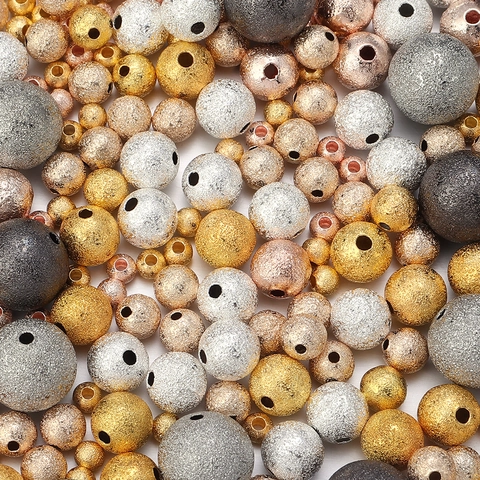 Frosted Copper Round Spacer Beads Stardust Texture Metal Loose Beads For DIY Bracelet Necklace Jewelry Making Finding Craft Accessory