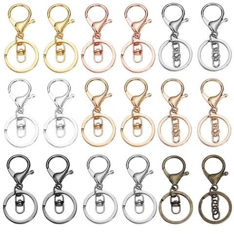 Metal Lobster Clasp Keychain Findings With Key Ring Swivel Connector For DIY Jewelry Making Electroplated Alloy Accessories