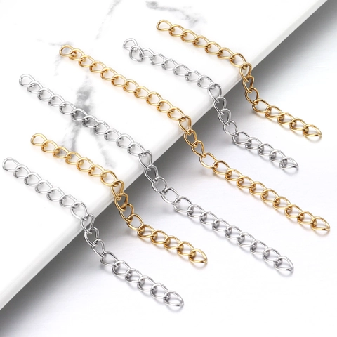 Stainless Steel Extension Chain DIY Jewelry Findings Bracelet Necklace Tail Chain Gold Silver Rose Gold Making Accessories
