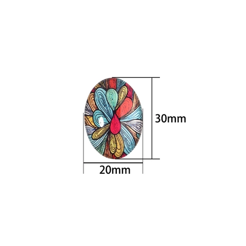 Cabujones de Vidrio Ovalados Vintage Patrón de Mandala Flor Búho Parte Posterior Plana Para Accesorios de Joyería DIY