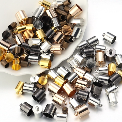 Copper Cord End Caps For DIY Jewelry Making Round Weight Style Connectors For Leather Cord Tassel Necklace Bracelet Findings