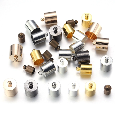 Copper Cord End Caps For DIY Jewelry Making Round Weight Style Connectors For Leather Cord Tassel Necklace Bracelet Findings
