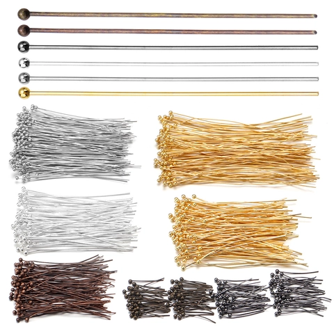 Copper Ball Head Pins For DIY Jewelry Making Gold Silver Plated Metal Pins Connector For Earring Necklace Craft Findings
