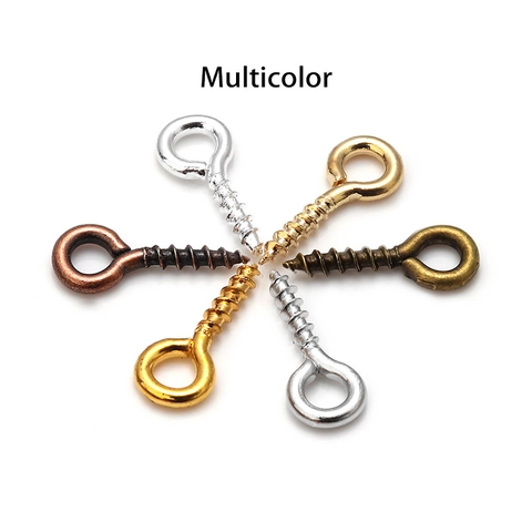 Metal Screw Eye Pins Jewelry Making Findings Multicolor Alloy Eye Hooks For DIY Pendant Connector Accessories Handmade