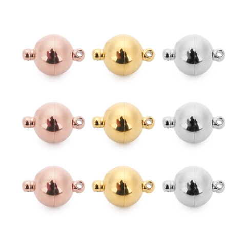 Stainless Steel Round Magnetic Clasps Ball Jewelry Connectors For Necklace Bracelet Leather Cord DIY Jewelry Making Accessories