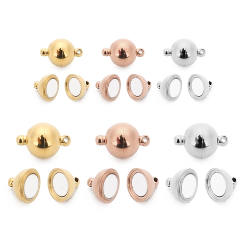 Stainless Steel Round Magnetic Clasps Ball Jewelry Connectors For Necklace Bracelet Leather Cord DIY Jewelry Making Accessories