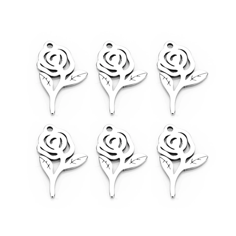 Stainless Steel Pendant Charms For Jewelry Making DIY Mirror Geometric Feather Rose Butterfly Crown Flower Heart Charm Pendants