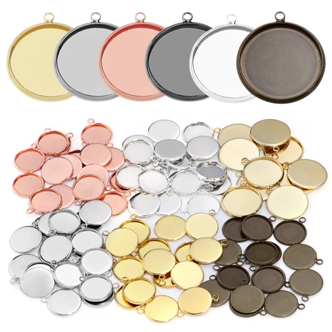 Round Iron Bezel Trays Pendant Base Settings For DIY Jewelry Making Cabochon Pendant Trays Electroplated Metal Craft Finding Components