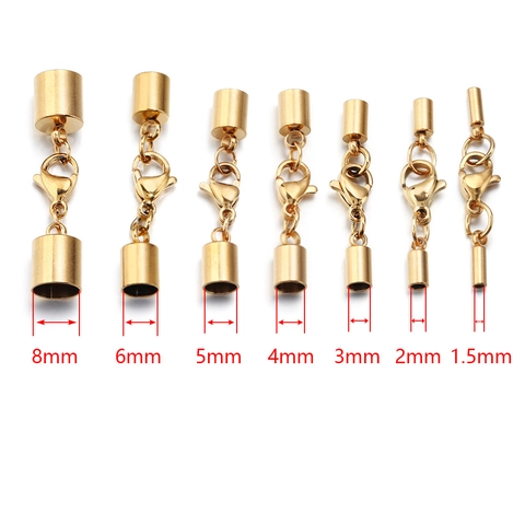 Stainless Steel Lobster Clasp Cord End Caps Set For DIY Bracelet Necklace Connector Jewelry Findings Accessories