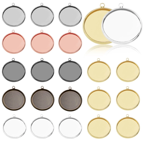 Round Iron Bezel Trays Pendant Base Settings For DIY Jewelry Making Cabochon Pendant Trays Electroplated Metal Craft Finding Components