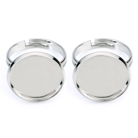 Base per Anello Regolabile in Rame Tondo Castone Vuoto per Cabochon Vassoio Adesivo Componenti per Creazione Gioielli DIY Unisex
