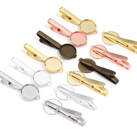 Kupfer Krawattenklammer-Basis Rundes Tablett Lünette Einstellung Für DIY Herren Hemdkragen Pin Schmuckherstellung Gold Silber Roségold Bronze
