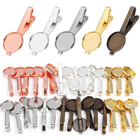 Kupfer Krawattenklammer-Basis Rundes Tablett Lünette Einstellung Für DIY Herren Hemdkragen Pin Schmuckherstellung Gold Silber Roségold Bronze